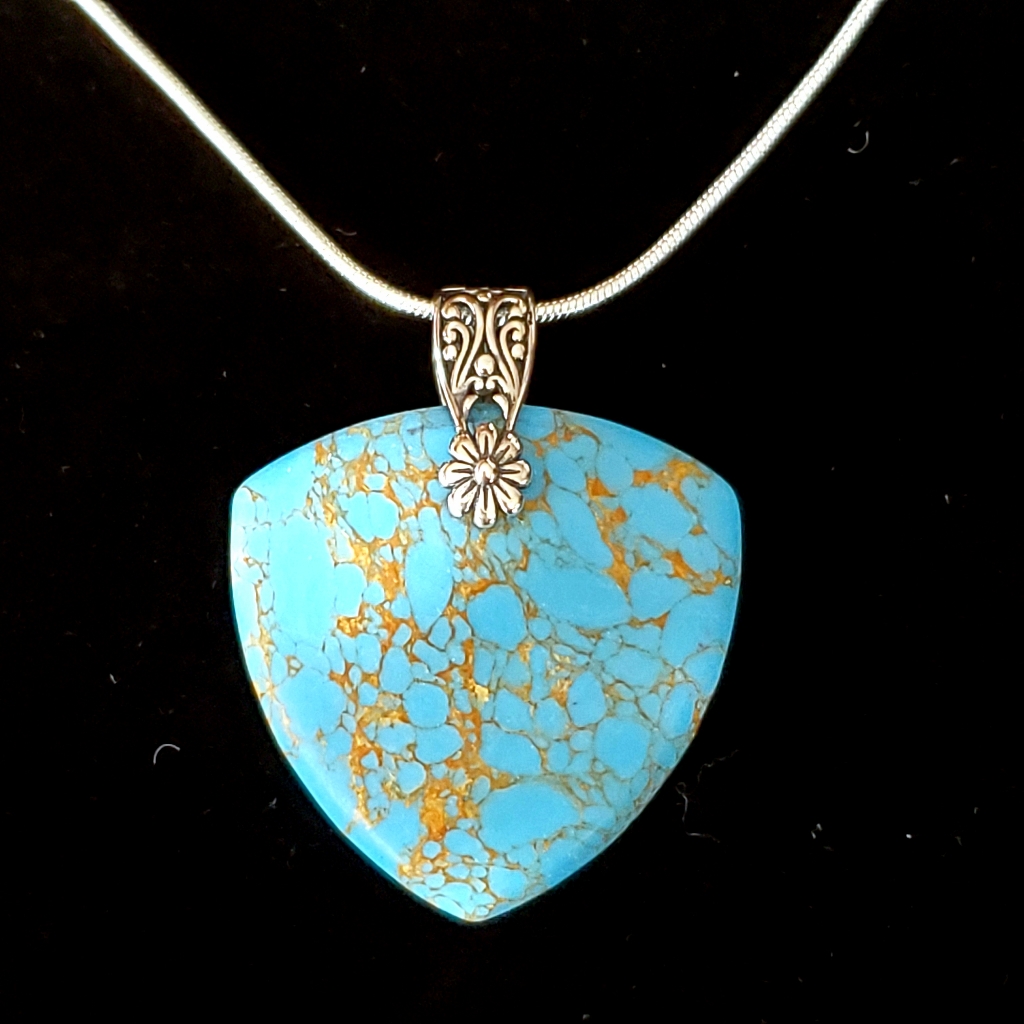 All Natural Mojave Blue Turquoise 31.85 Ctw .925 Sterling Silver Necklace